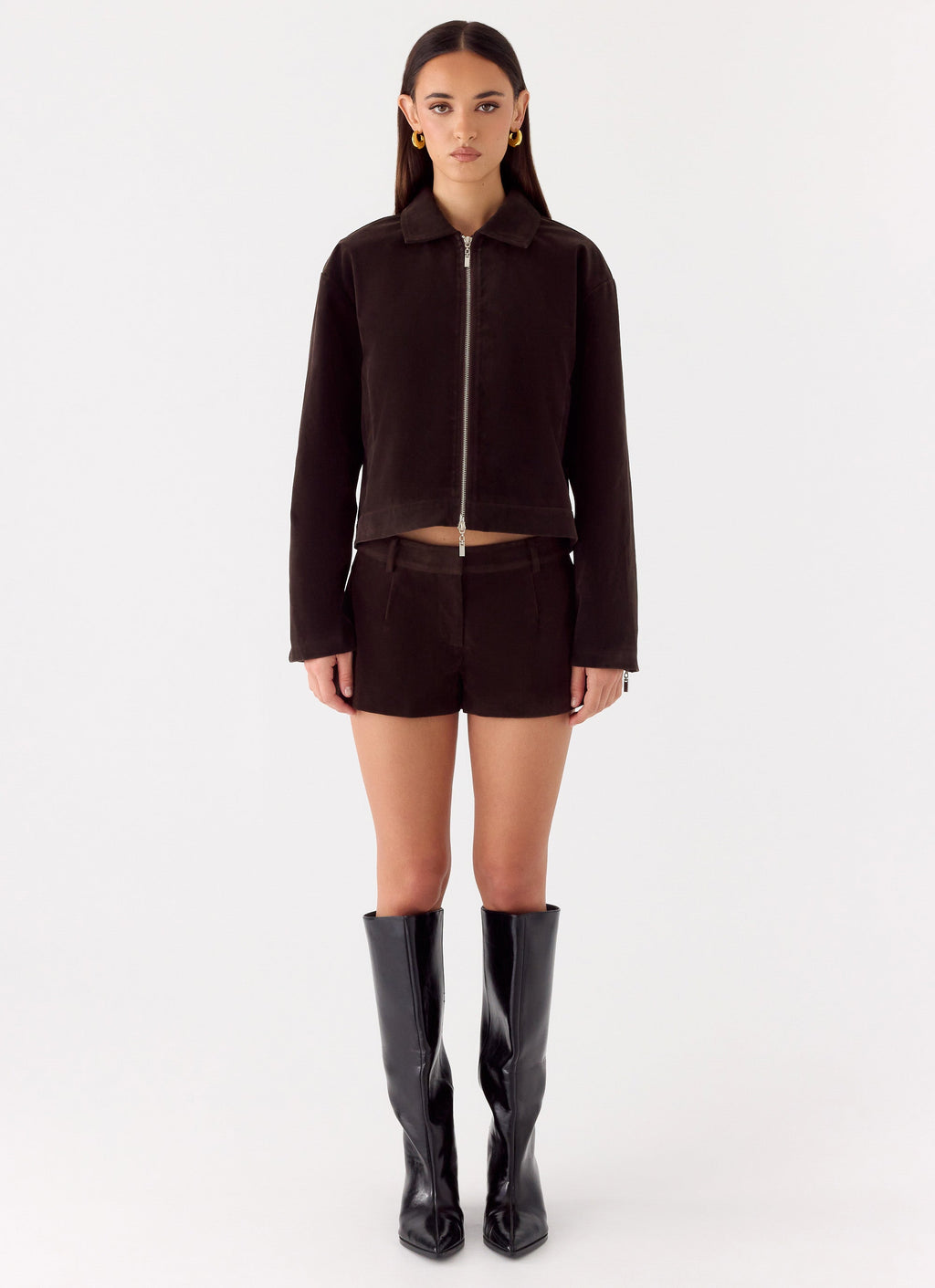 Jeremy Faux Suede Shorts - Chocolate