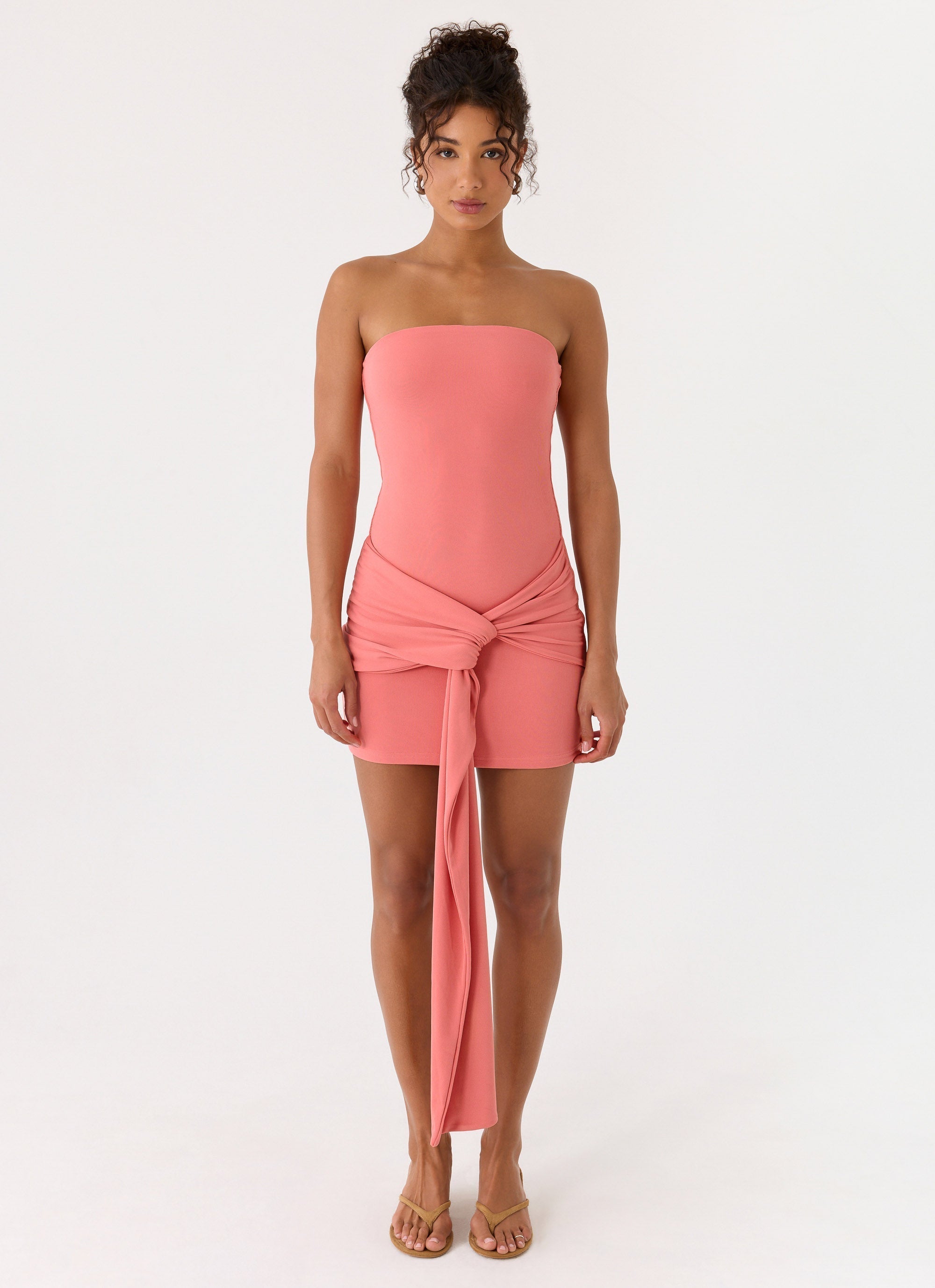Jiliana Strapless Mini Dress - Coral