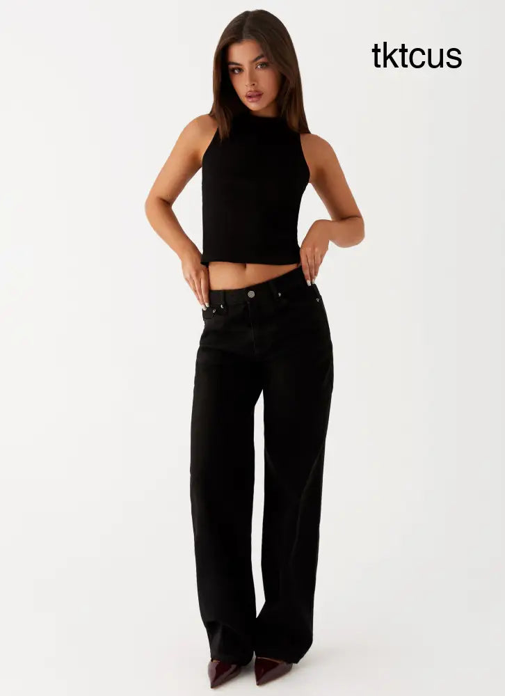 Keanna Low Rise Denim Jeans - Black