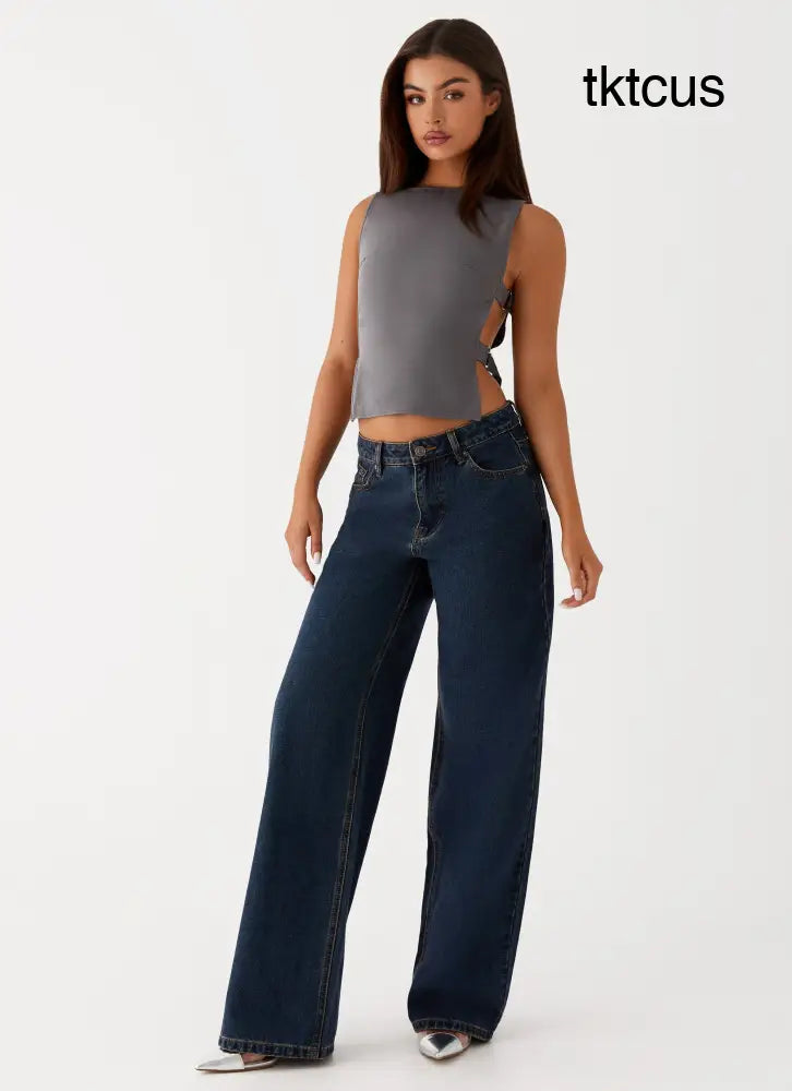 Keanna Low Rise Denim Jeans - Washed Denim