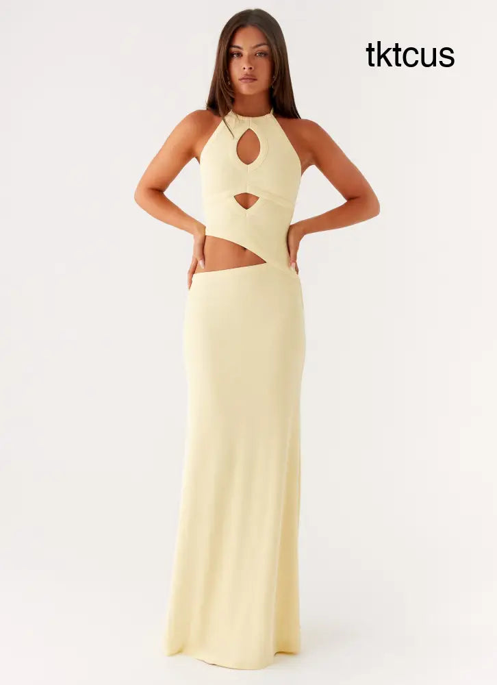 Lanah Cut Out Maxi Dress - Yellow