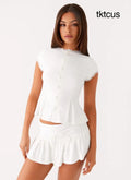 Landon Button Up Top - White